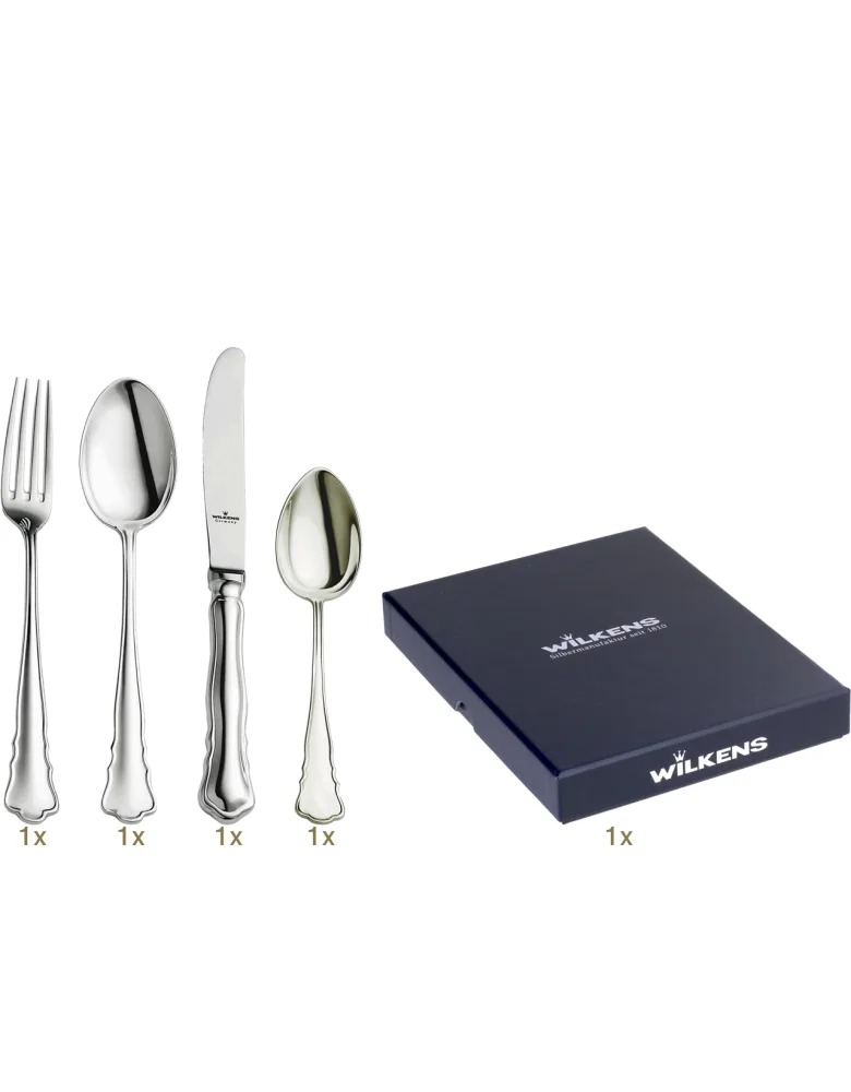 Wilkens & Söhne Chippendale Kinderbesteck 04 tlg Silberauflage