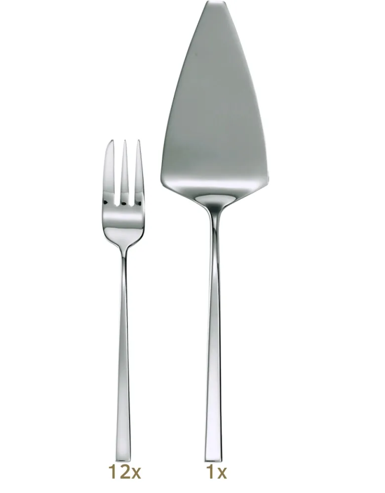 Sambonet Linea Q Garnitur Dessertbesteck 13 tlg Silberauflage
