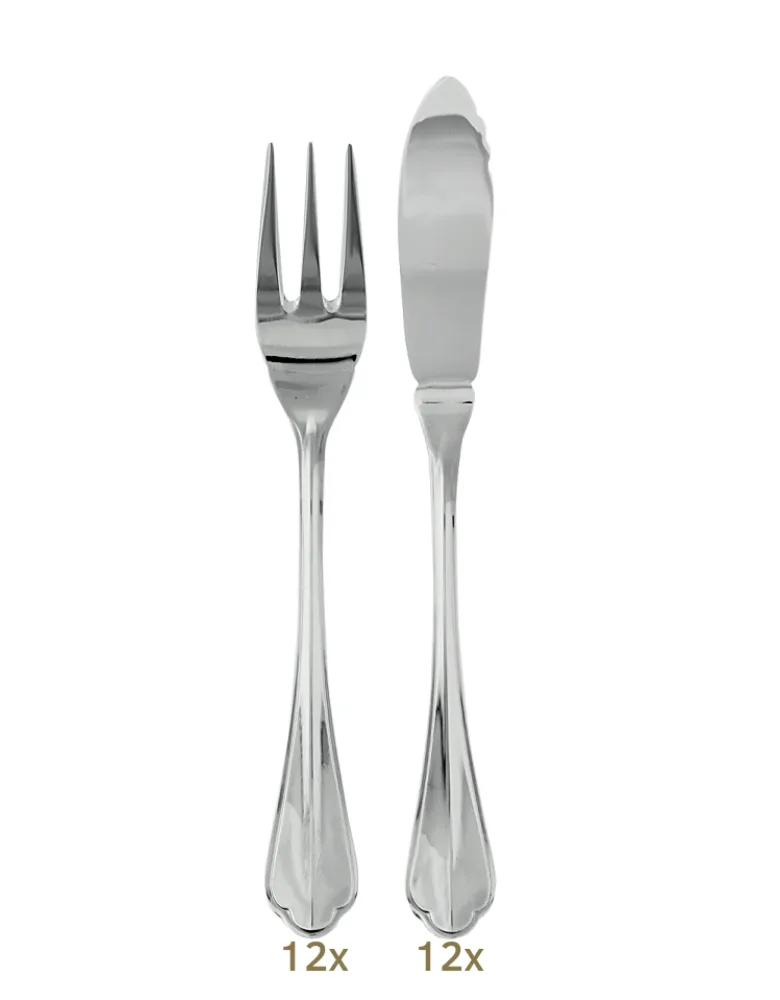 Sambonet Rome Garnitur Fischbstk 24 tlg. Silberauflage