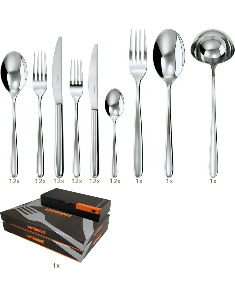 Sambonet Hannah Garnitur Tafelbesteck 75 tlg Monobloc Edelstahl