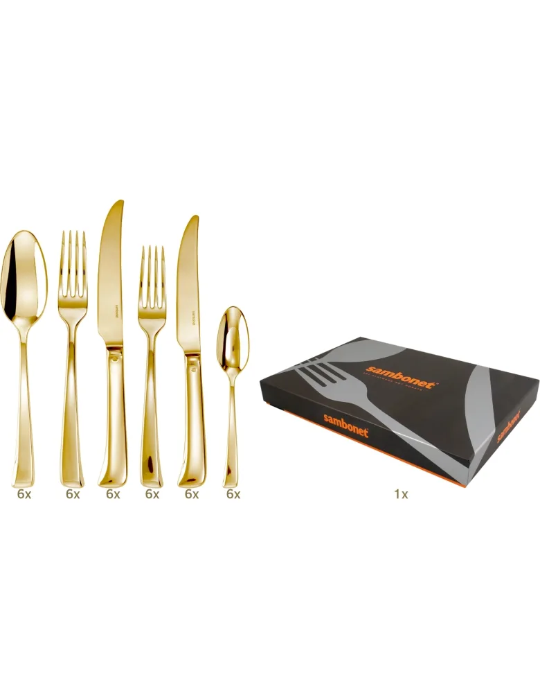 Sambonet Imagine Garnitur Tafelbesteck 36 tlg Monobloc PVD Gold