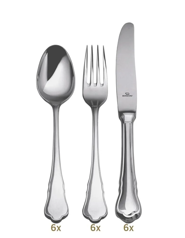 Berndorf Royal Chippendale Garnitur Dessertbesteck 18 tlg Hohlheft Edelstahl