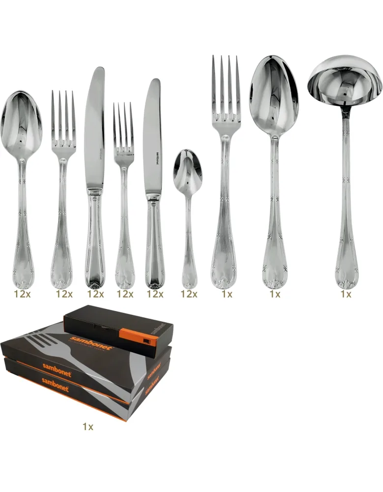 Sambonet Ruban Croisé table set 75 pcs hollow handle