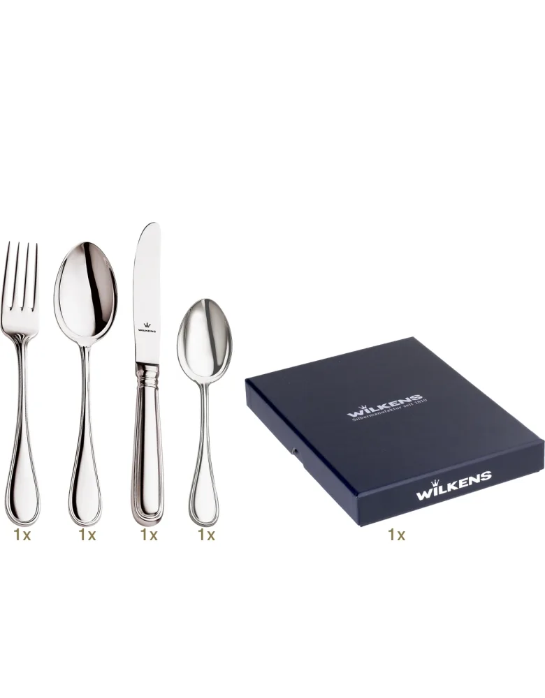 Wilkens & Söhne Schwedisch Faden Kinderbesteck 04 tlg Silberauflage