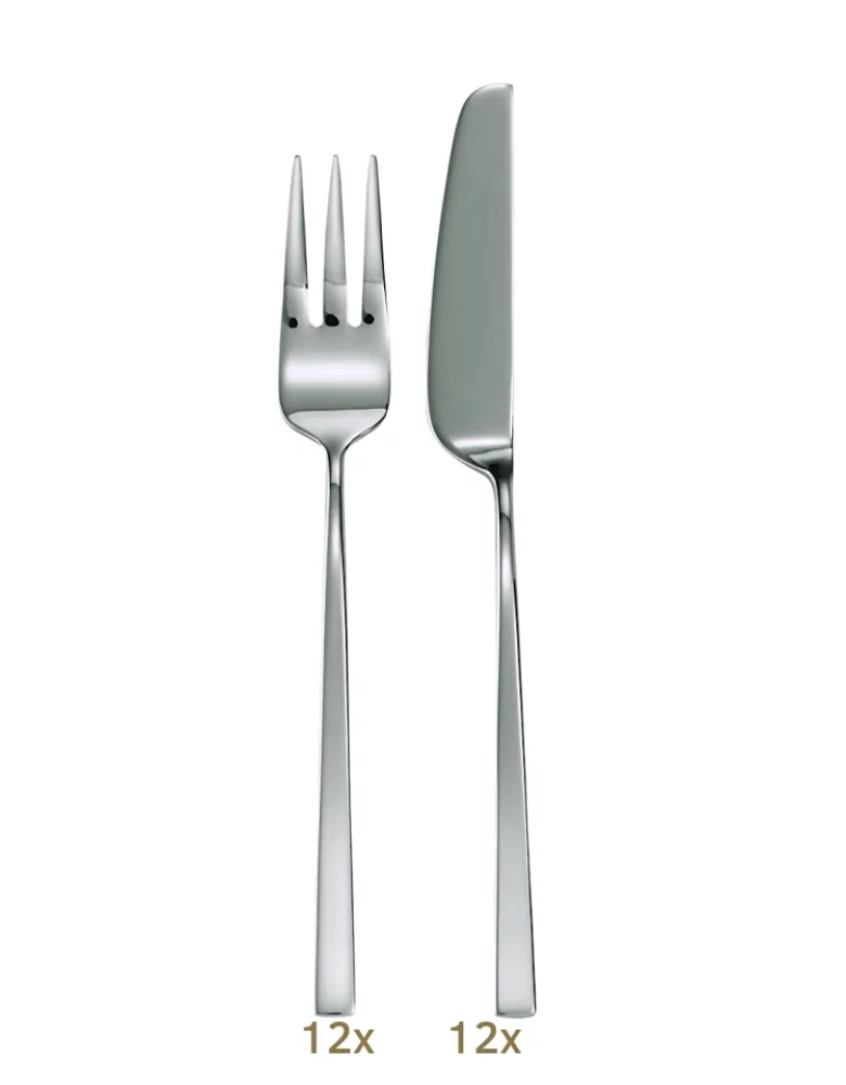Sambonet Linea Q Garnitur Fischbstk 24 tlg. Silberauflage