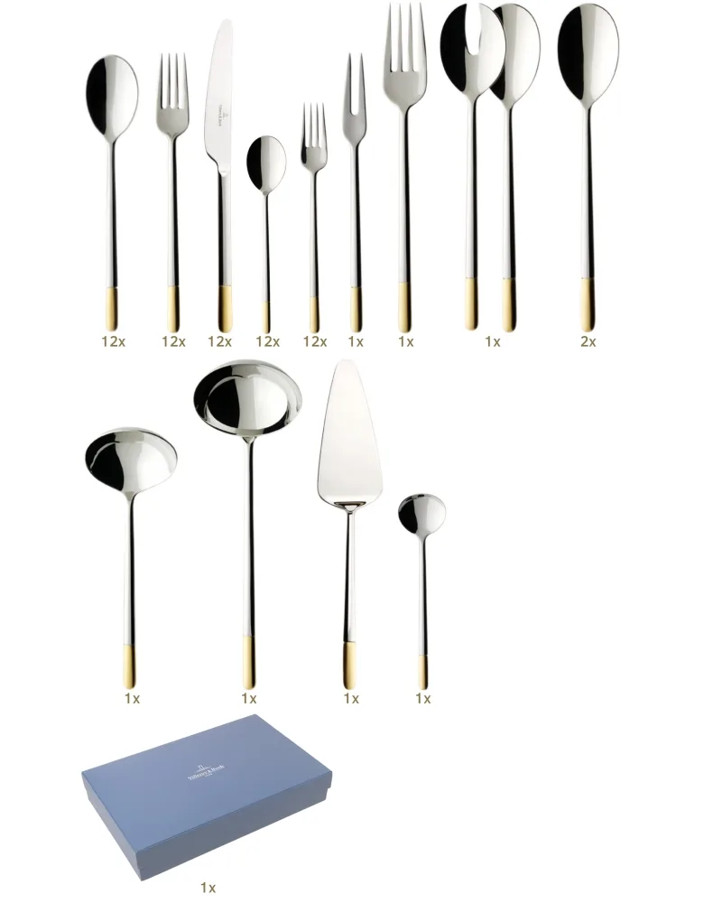 Villeroy & Boch Ella teilvergoldet Garnitur Tafelbesteck 70 tlg Stahl m. Dekorgold