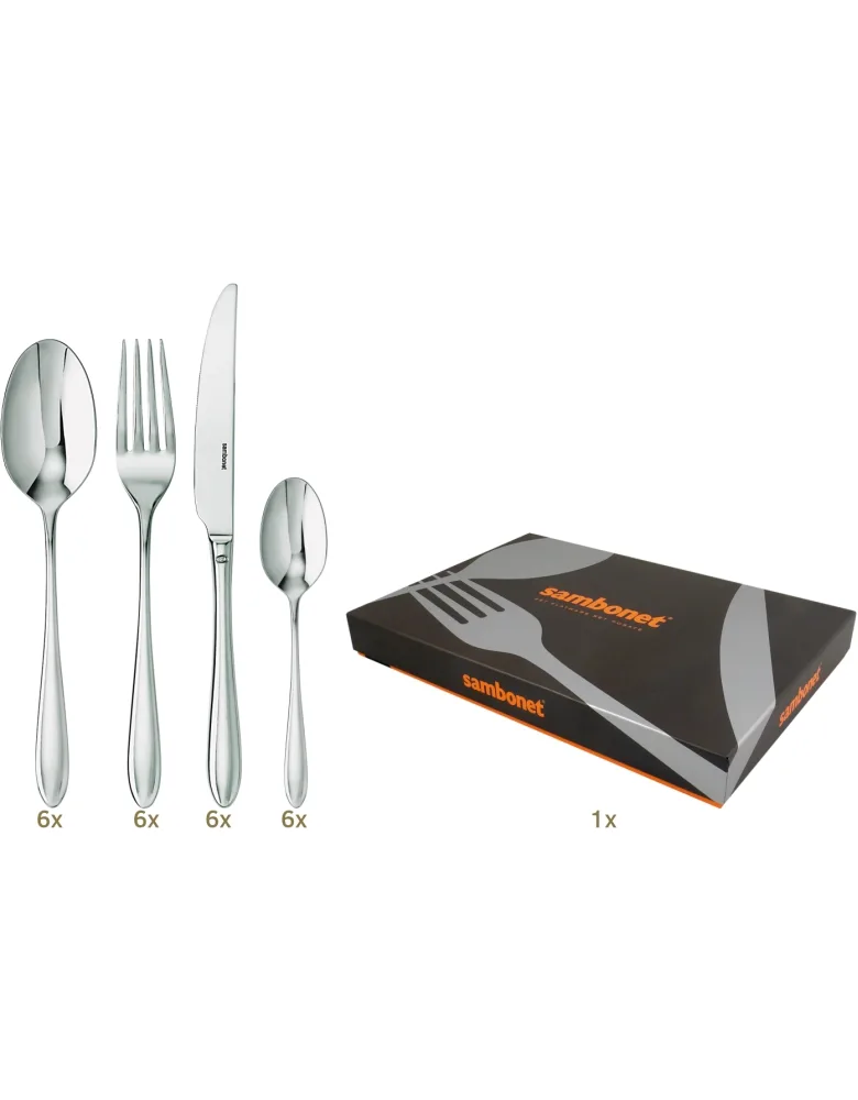 Sambonet Dream Garnitur Tafelbesteck 24 tlg Monobloc Silberauflage