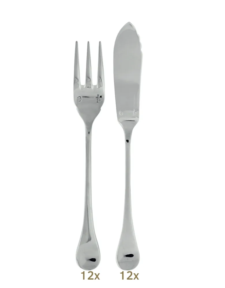 Sambonet Queen Anne Garnitur Fischbstk 24 tlg. Edelstahl