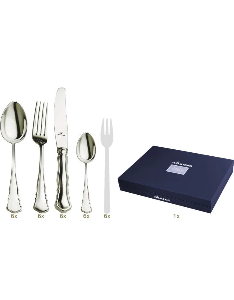 Wilkens & Söhne Chippendale Garnitur Menübesteck 30 tlg Silberauflage