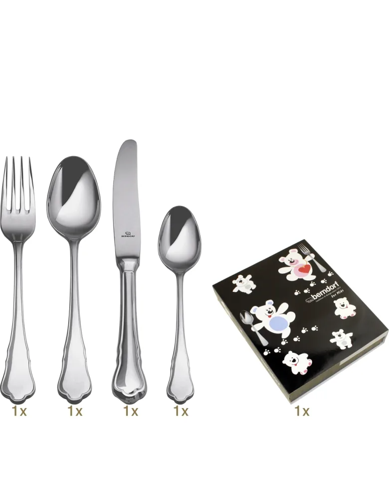 Berndorf Royal Chippendale Kinderbesteck 04 tlg Edelstahl