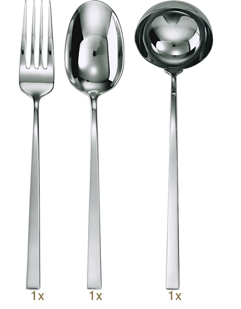 Sambonet Linea Q Garnitur Vorleger 03 tlg Silberauflage