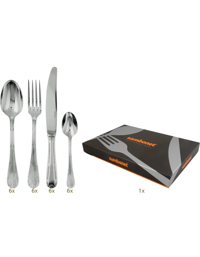 Sambonet Ruban Croisé table set 24 pcs hollow handle