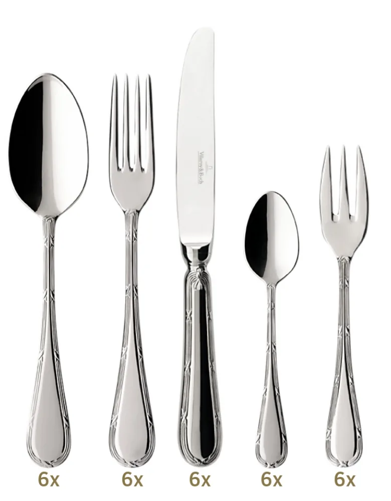 Villeroy & Boch Kreuzband Septfontaines Garnitur Tafelbesteck 30 tlg Hohlheft Silberauflage