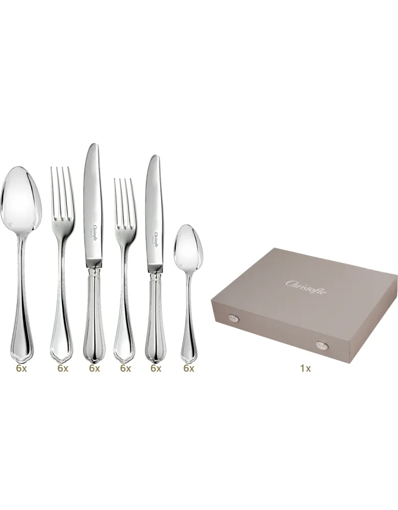 Christofle Spatours Garnitur Tafelbesteck 36 tlg Silberauflage
