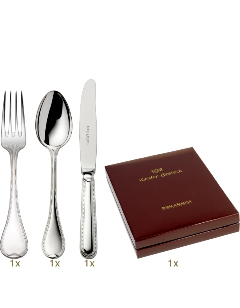 Robbe & Berking Französisch Perl Kinderbesteck 03 tlg Silberauflage