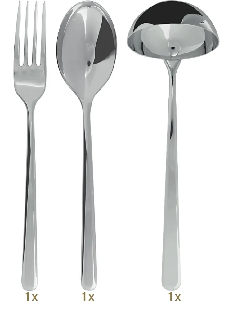 Sambonet Linear Garnitur Vorleger 03 tlg Silberauflage