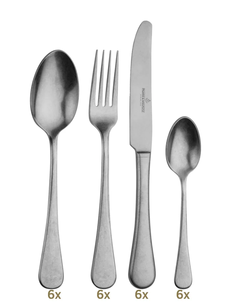 Picard & Wielpütz Rossini Vintage Garnitur Menübesteck 24 tlg Hohlheft Edelstahl
