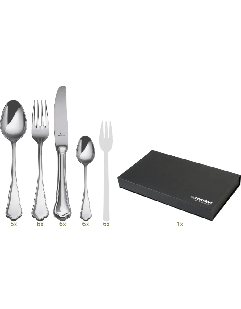 Berndorf Royal Chippendale Garnitur Tafelbesteck 30 tlg Hohlheft Silberauflage