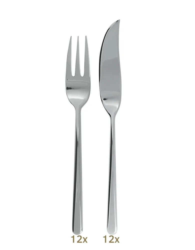 Sambonet Linear Garnitur Fischbstk 24 tlg. Silberauflage