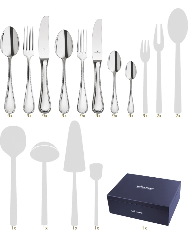 Wilkens & Söhne Perlstab Louis XVI dinner set 89 pcs hollow handle