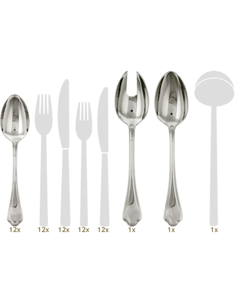 Sambonet Filet Toiras Classic Garnitur Tafelbesteck 75 tlg Hohlheft Silberauflage