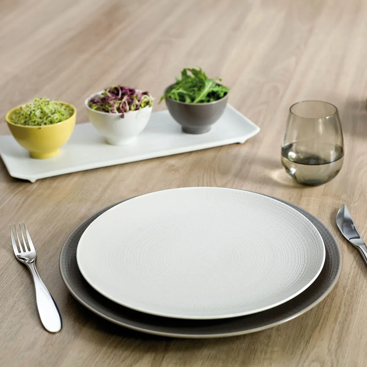Degrenne "Modulo" Platzteller Natur Grau Porzellan 31.5 cm